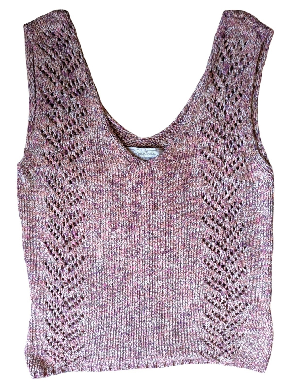 Indigo Palms Resort Pink Marled Knit Sweater Tank Business Casual Travel Top S